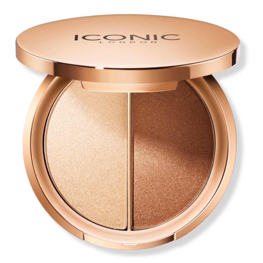 ICONIC LONDON LIGHT & GLOW DUO 2-IN-1 POWDER HIGHLIGHTER COMPACT.